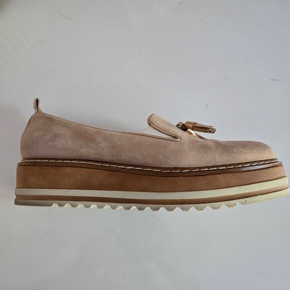 Michele Lopriore "The Cassidy" Tan Suede Platform Tassel Loafer, Size 37, US 7 - Picture 2 of 12